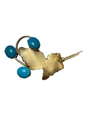 Vintage JJJ 1/20 12K GF Blue Milk Glass Brooch